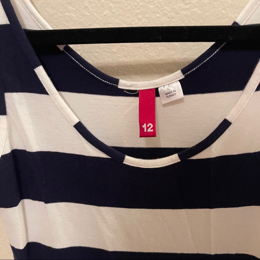 H&M Divided Navy & White Stripe Asymmetric Dress - Picture 2 of 10